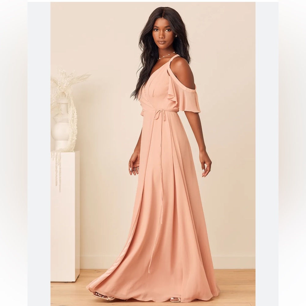 Nwt Lulus Blush Cold Shoulder Maxi Wrap Dress - image 1